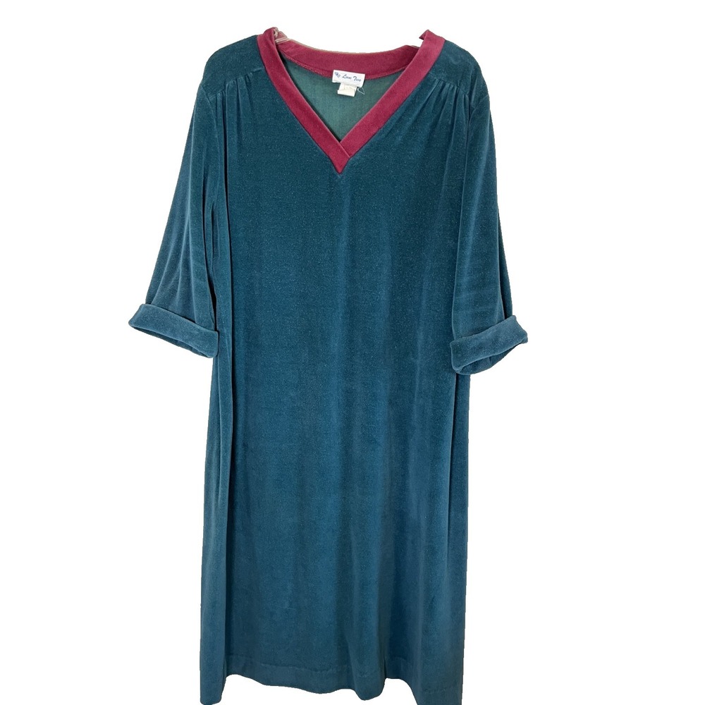Vintage Lounge Dress 22.5 Blue Relaxed Cozy Minimalist Lagen 80s Kaftan Comfy
